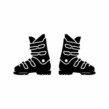 Ski Boots Silhouette Icon Vector Illustration