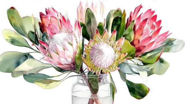 Colorful bouquet of flowers in a clear vase. Perfect for celebrations or home decor.