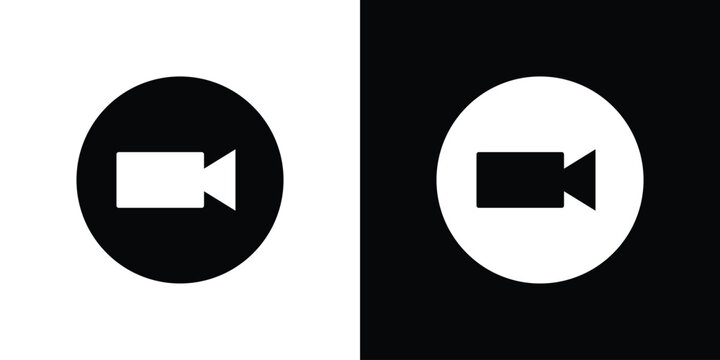 Video call icon solid pictogram bundle
