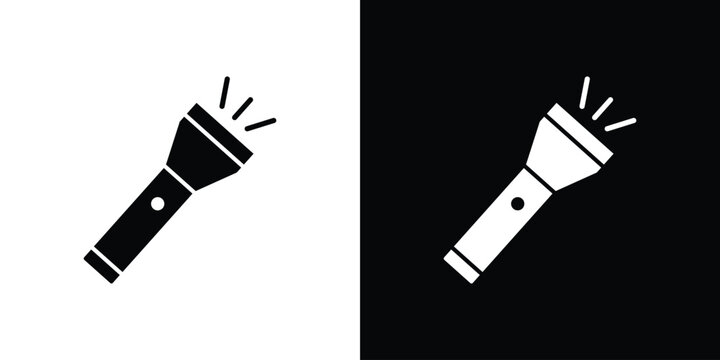 Flashlight icon solid pictogram bundle
