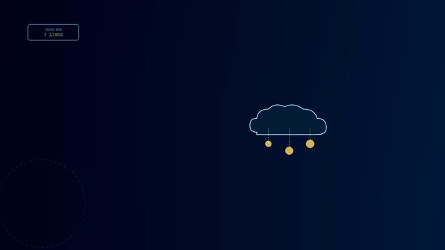 Minimalist cloud network visualization with a subtle AI copilot icon floating in a dark digital space while showing connected data nodes and thin lines