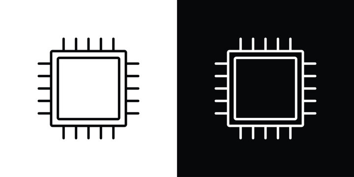 CPU icon line art collection