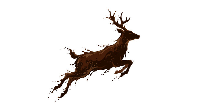 Abstract Liquid Chocolate Deer Silhouette Leaping