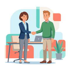 Fototapeta premium Business Partners Shaking Hands in Modern Office Setting - Collaboration, Agreement, Success