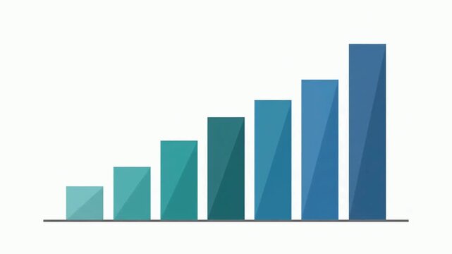 A dynamic blue bar chart showing consistent upward growth and financial progress over time