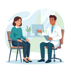 Obraz premium Doctor and Patient Consultation in Clinic: Medical Care, Health Check-up, and Doctor's Visit