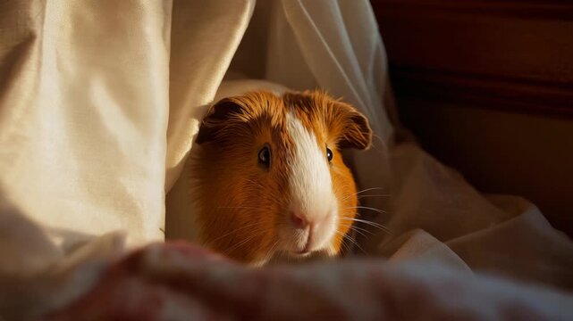 Warm and cozy indoor setting with a furry pet enjoying the sun.