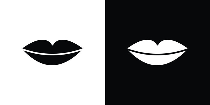 Big lips icon outline elements series
