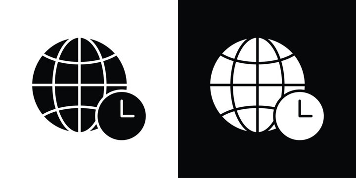 Time zones icon outline elements series