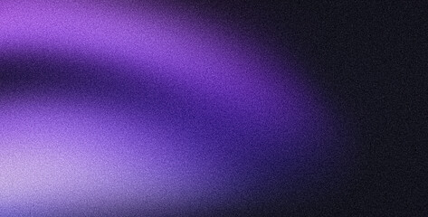 Naklejka na ściany i meble Dark blur purple grainy background blurred glowing abstract shape on dark backdrop, noise texture header, poster, wallpaper, banner design