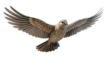Fototapeta premium Isolated stylized flying bird of prey with wings spread, art sculpture design, animal predator