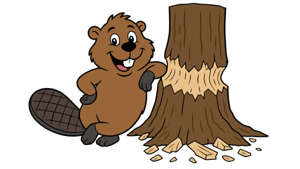 Cute Cartoon Beaver, Scalable vector image