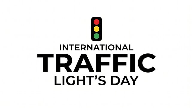 International Traffic Light's Day graphic with a minimalist traffic signal icon on white background. Clean vector design for road safety awareness and transportation holiday celebration.