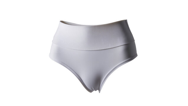 Isolated white high waisted ribbed women's briefs comfortable for daily fitness activities