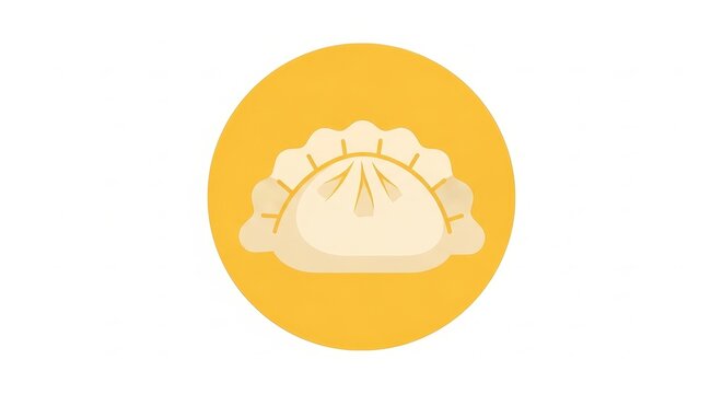Food - Dumpling Flat Icon Illustration on Yellow Circle Background Simple Minimal Design