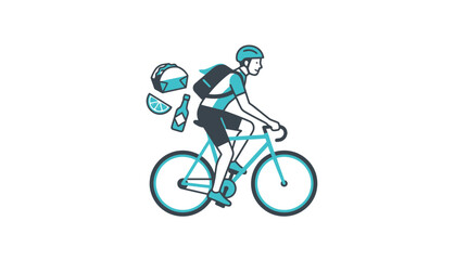 Fototapeta premium Bicycle Food Delivery Courier Illustration