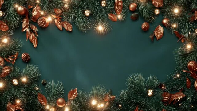 A festive wreath decoration featuring an arrangement of pine cones, red berries, and white lights. Ideal for Christmas or winter holiday celebrations.