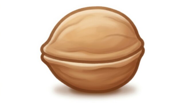 Food - Illustrated Walnut in Shell Cartoon Style Isolated on White Background Shiny Brown Nut Icon