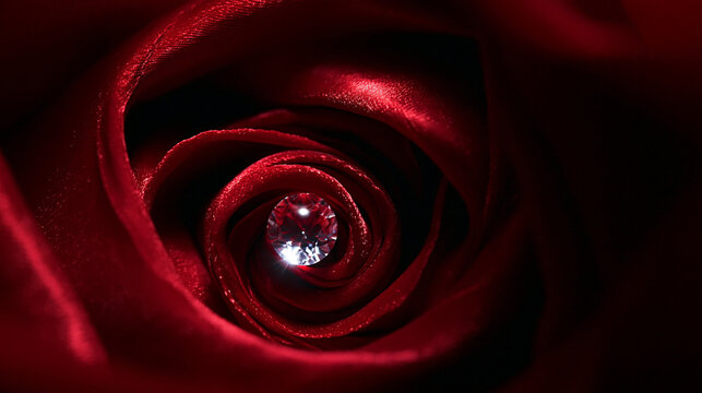 Red Rose with Diamond Center Luxury Conceptual Image