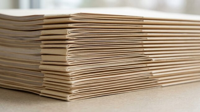 Consent verification folder stack close-up showing crisp aligned edges, Macro Close-Up &ndash; Hospital Surgical Safety Checklist Stock Photo
