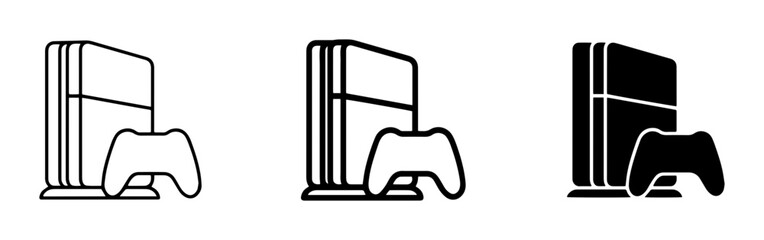 Fototapeta premium 3 Gaming Console and Controller Icons, Outline and Silhouette, for Entertainment and Technology