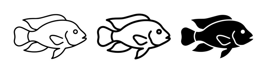 3 Fish linear icon set, UI and web interface design © Bundleprohub