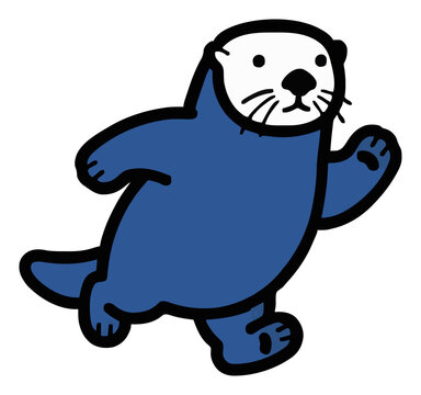 Sea otter running front view illustration. Generative AI
