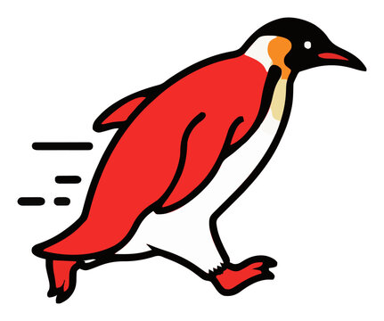 Emperor penguin running isometric vector clipart. Generative AI