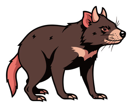 Tasmanian devil side view vector illustration. Generative AI