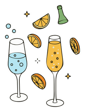 Champagne flute glass isolated on white background. Generative AI