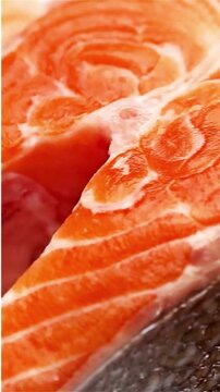 Fresh Raw Salmon Fillet Close-Up Macro Video