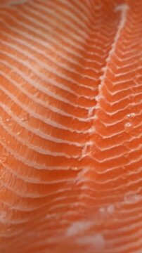 Close-up of Fresh Raw Salmon Fillet Texture