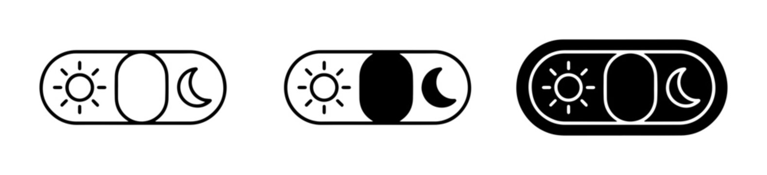 Day night toggle icons, sun moon switch, UI and web interface design