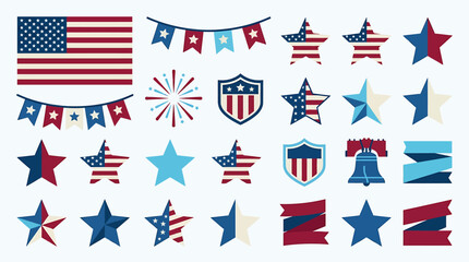Obraz premium Colorful Collection Of American Patriotic Decorative Elements.