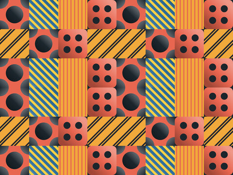 Seamless bauhaus pattern in yellow, black, orange - modern gradient geometric background for wallpaper, textile and wrapping paper design