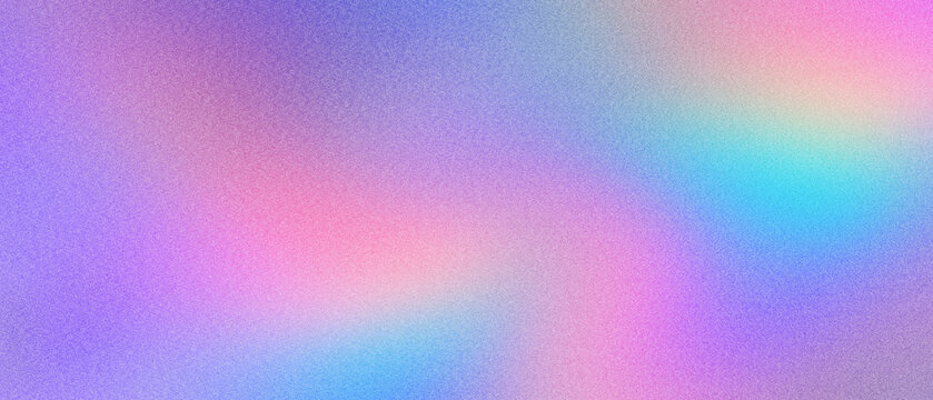 Abstract pastel holographic blurred grainy gradient banner background texture. Colorful digital grain soft noise effect pattern. Lo-fi multicolor vintage retro design.