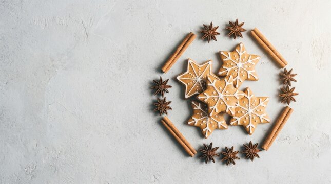 Star Shaped Gingerbread Cookies with Cinnamon and Anise