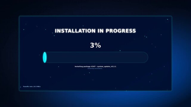 Motion Installation Progress Video Showing Loading Bar Animation in Progress with Varying Completion Percentages.