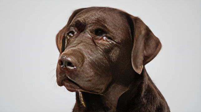 Skeptical dog making a suspicious facial expression