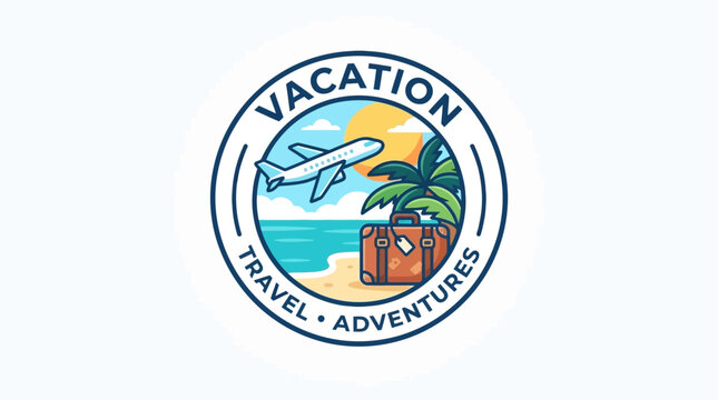 Colorful Vacation Travel Adventures Emblem Design.