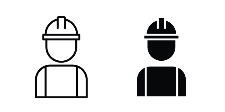 Construction worker icon flat pictograms pack