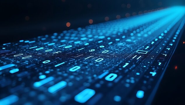 Abstract digital stream of binary code data flow.