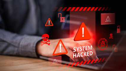 Cybersecurity engineer responding to system hacked, cyber attack, data breach, ransomware protection, network security, malware detection, threat response, incident management, information security © chaylek