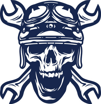 Blue wrench icon symbol representing mechanical service and repair tools