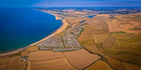 Camber Sands Aerial View with Caravan Parks and Coast in East Sussex England © Alexey Fedorenko