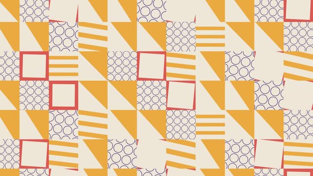 Seamless mirror pattern loop in cream, yellow, purple - minimalist animated 4K motion background for video editing, social media and presentation