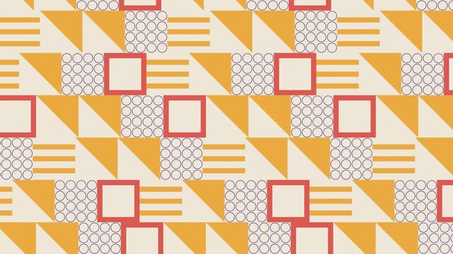 Seamless mirror pattern loop in cream, yellow, purple - creative animated 4K motion background for video editing, social media and presentation