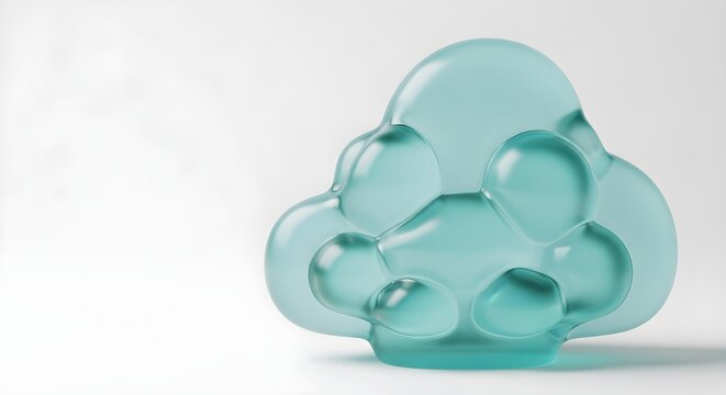 Teal Cloud Shaped Glass Sculpture.