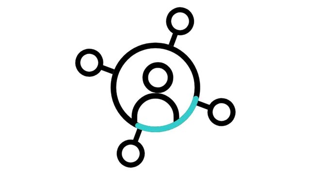 Animated user profile connection network icon for social referral and community hub