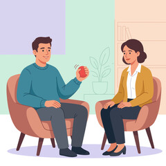 Fototapeta premium Psychologist and Patient Session: Therapy, Stress Relief, and Mental Health Support